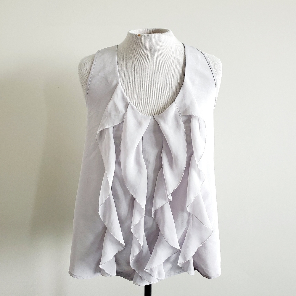 Anthropologie| Central Park West  grey ruffle blouse